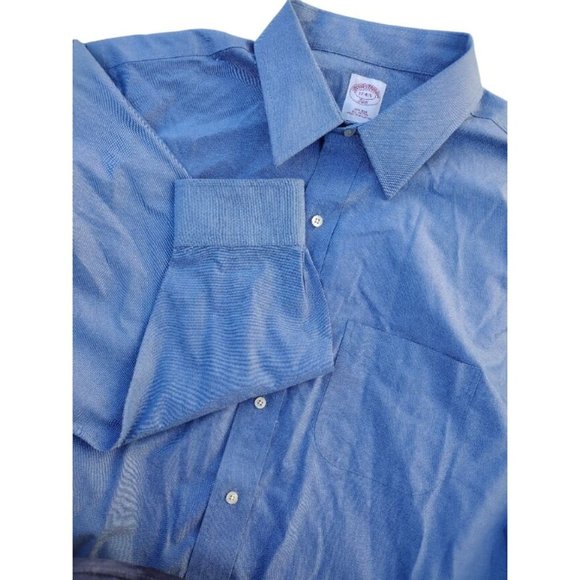 Brooks Brothers 346 Non Iron Long Sleeve Blue Button Down Men's Shirt Size 17-4/ - Picture 1 of 5